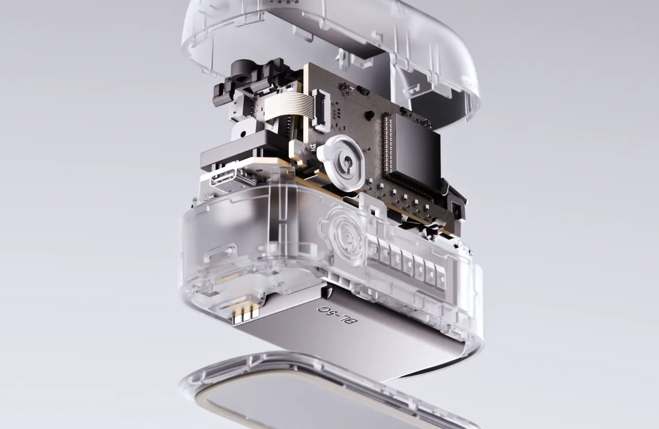Exploded view of Inito's new wireless reader showing internal components involved in hormone measurement
