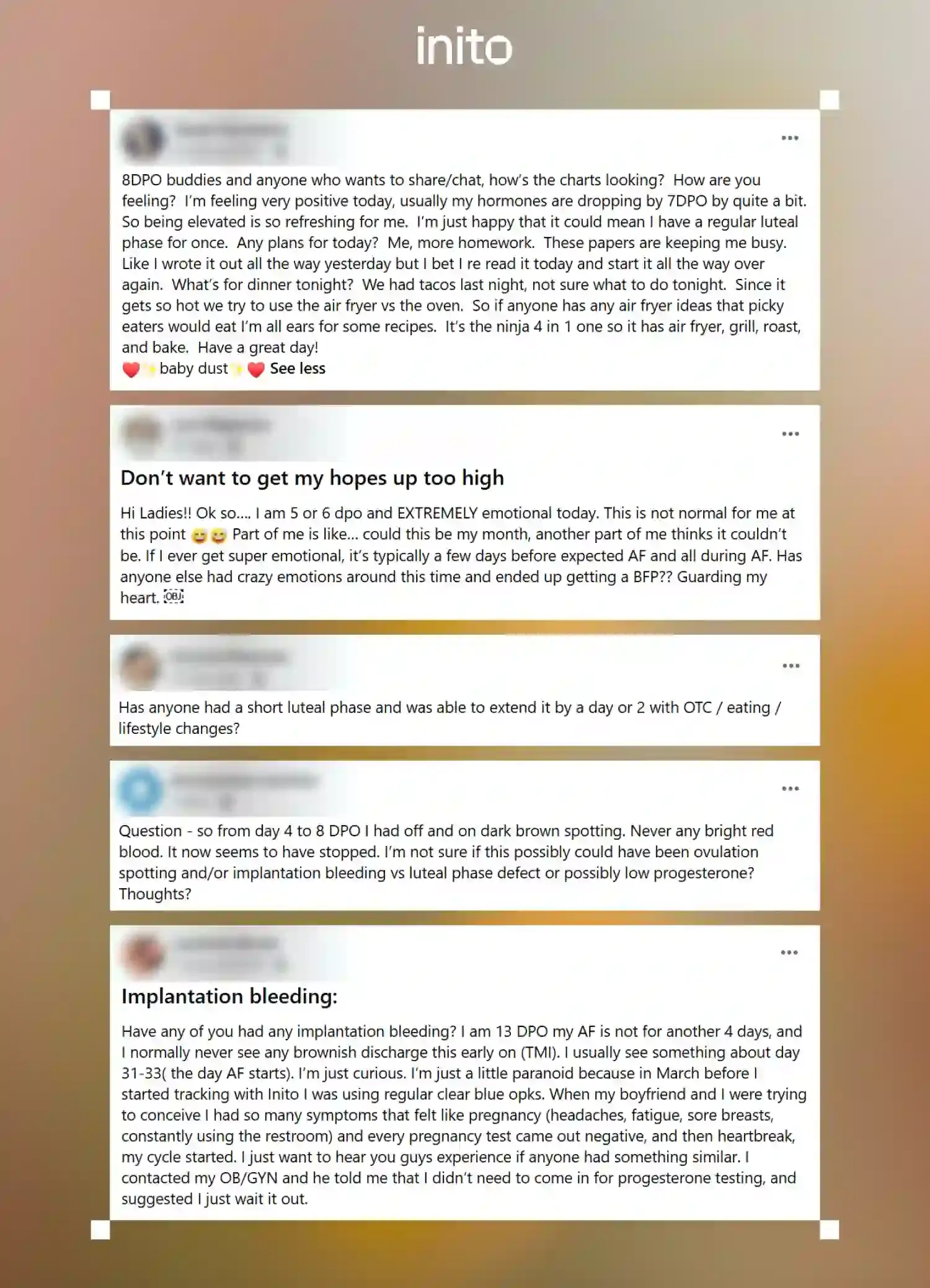 supportive posts from the community