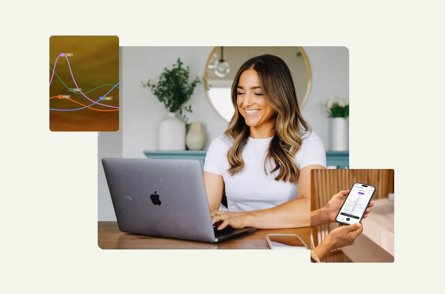 Dana reviewing her fertility hormone trends on a phone app