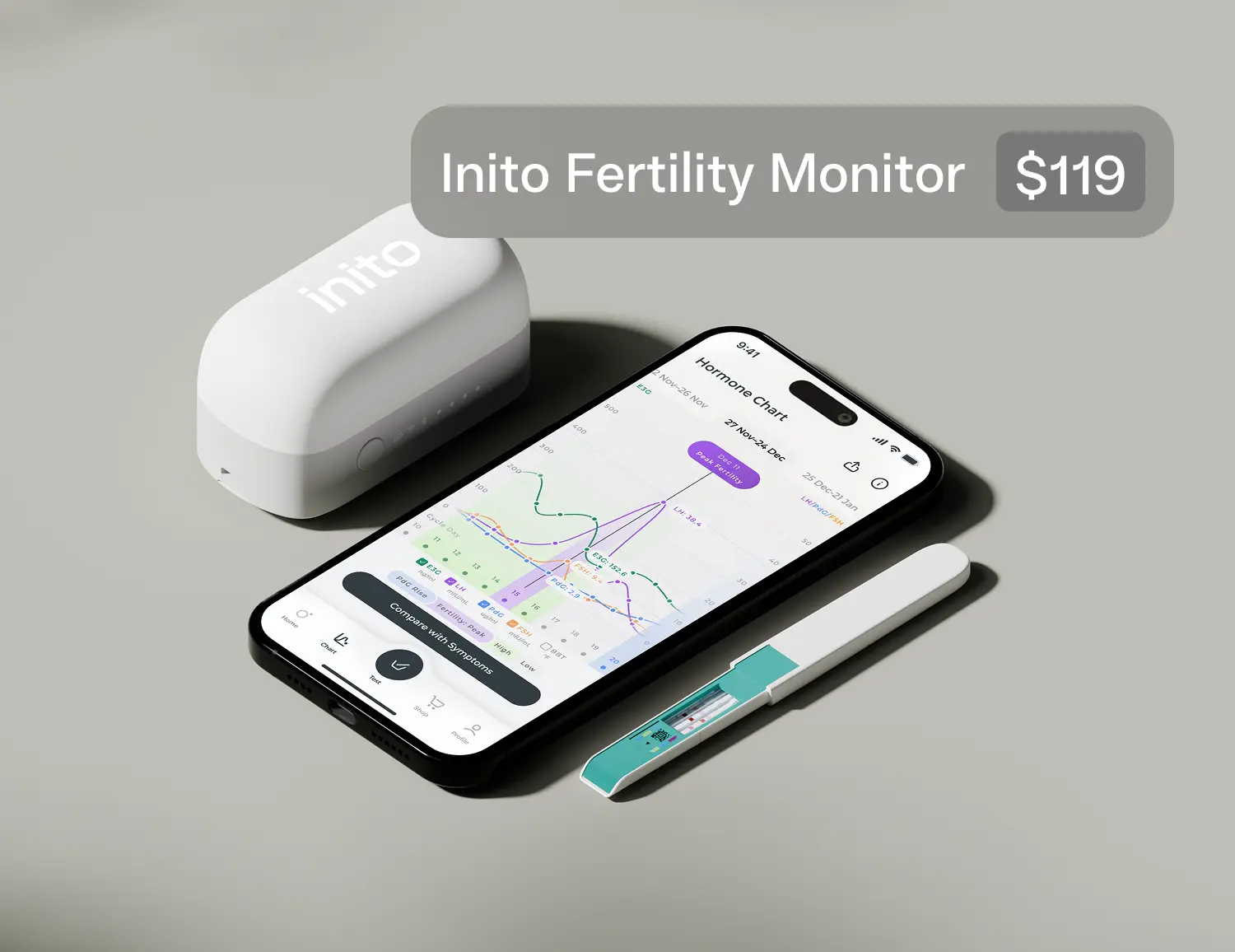 Inito Fertility Monitor price at $129 with the Inito app and fertility strip