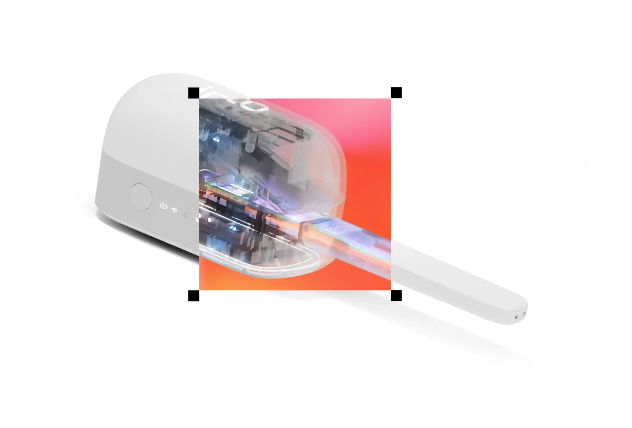 Inito's standalone wireless reader with a Fertility Strip in use